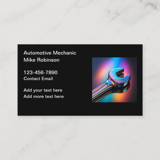 Automotive Mechanic Business Cards Colourful Desig (Front)