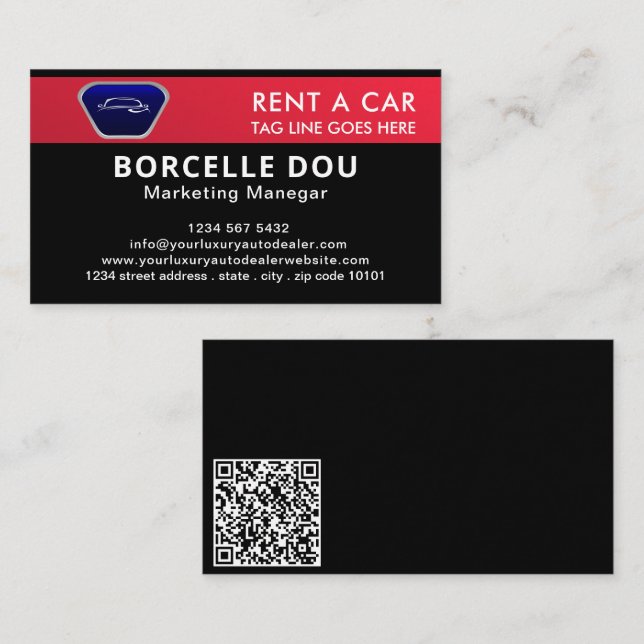 Automotive Mechanic Car Rent Centre Repair qr code Business Card (Front/Back)