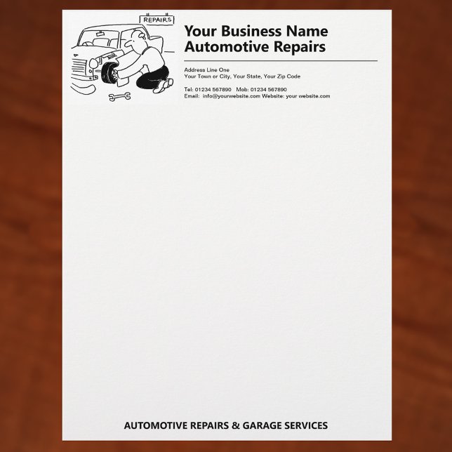Automotive Repairs Garage Services Business Custom Letterhead (Creator Uploaded)