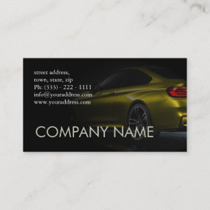 Automotive Speed Racing Yellow Car Modern Back Business Card