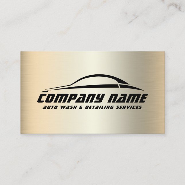 Automotive style car logo faux metallic business c card (Front)