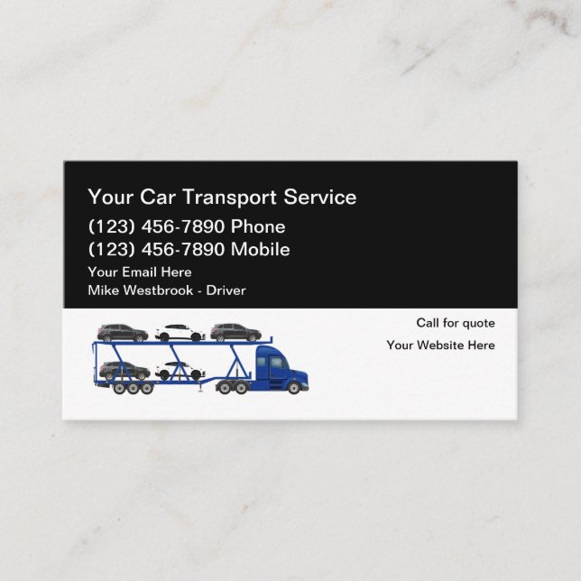 Automotive Transport Car Carrier Modern Business Card (Front)