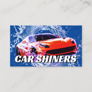 Automotive water splash orange sports car business card