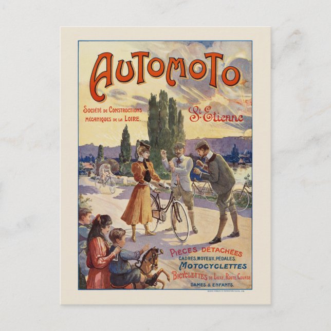 Automoto St. Etienne Vintage Poster 1905 Postcard (Front)