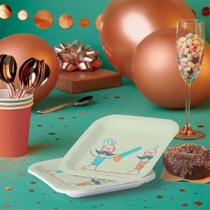 Autopsist Medical Humour with Moustache Characters Paper Plate