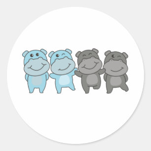 Autosexual Flag Pride Lgbtq Cute Hippo Classic Rou Round Sticker