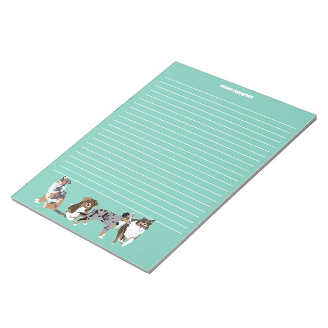 Autralian Shepherds Aussie Dogs Writing Paper Notepad (Angled)