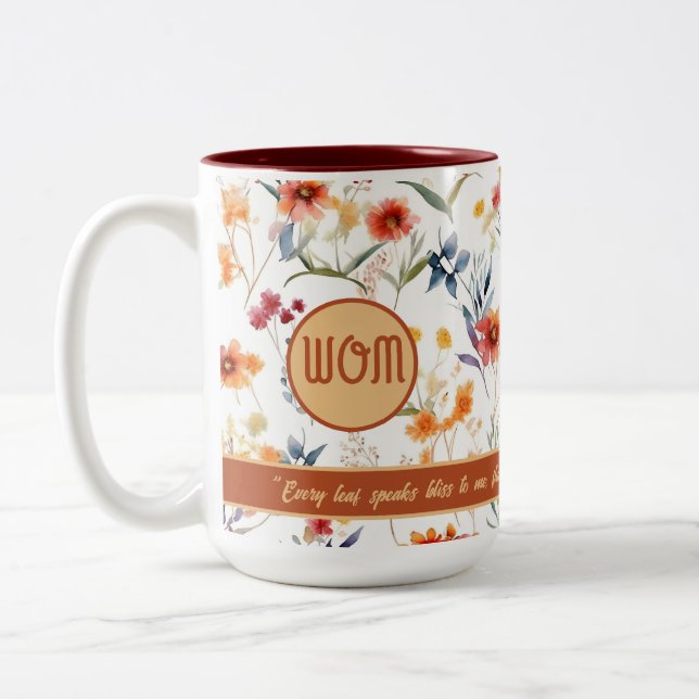 Autum Garden Floral Design Two Tone Coffee Mug (Left)