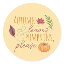 Autum Leave & Pumpkins, Please Fall Sticker
