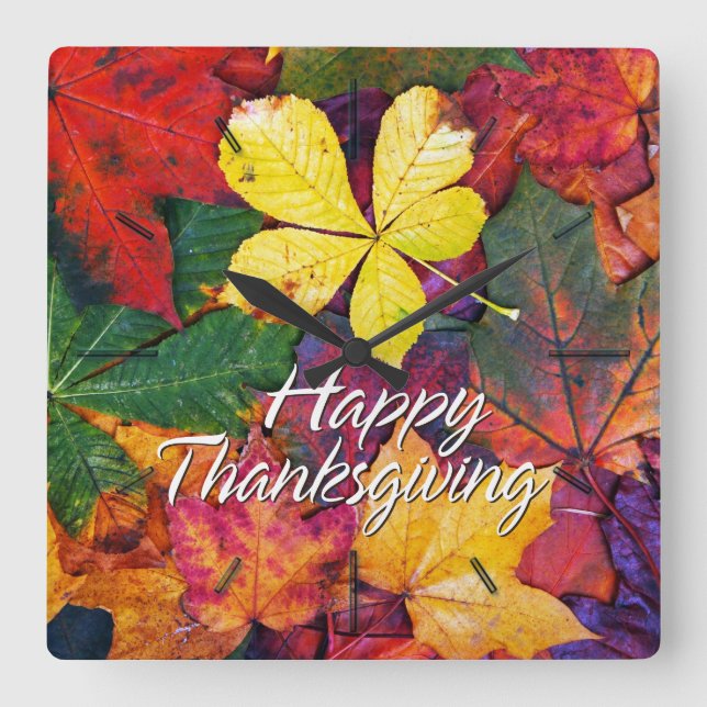 Autum Leaves 5 Wall Clocks & Numeral Options (Front)