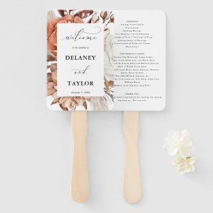 Autum Rustic Floral, Framed Fall Wedding Program Hand Fan