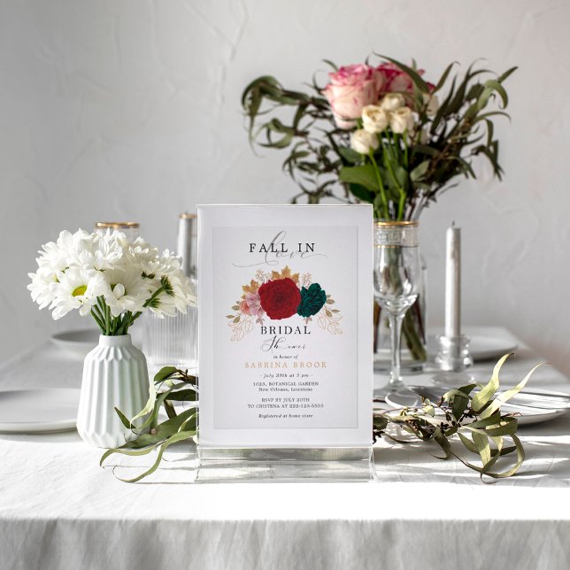 Autumanal Floral Fall In Love Bridal Shower Invitation (Creator Uploaded)