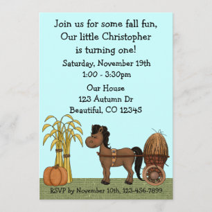 Autumn 1st Birthday Party Invitation