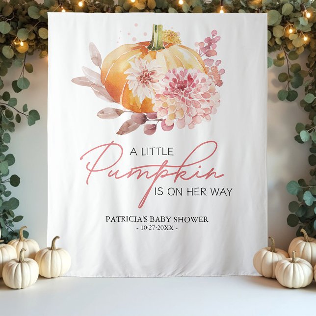Autumn "A Little Pumpkin" Baby Shower Backdrop Tapestry (Creator Uploaded)