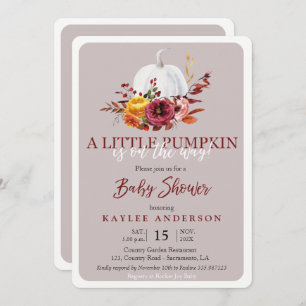Autumn a little pumpkin Baby shower invitation