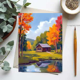 Autumn Abode Lakeside Cottage Postcard