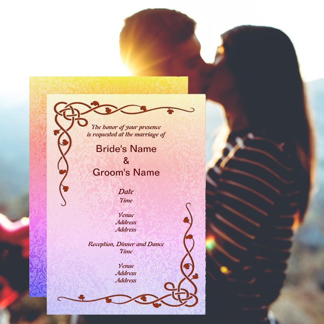 Autumn Abstract Shimmer Colours Pink Purple Weddin Invitation (Autumn Abstract Shimmer Colors Pink Purple Wedding Invitation)