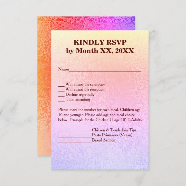 Autumn Abstract Shimmer Pink Purple RSVP Menu Invitation (Front/Back)