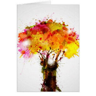 Autumn Abstract Tree Forming By Blots