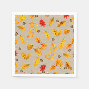Autumn Acorns and Leaves Napkin