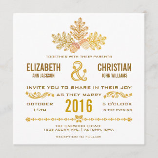 Autumn Acorns and Oak Leaves Wedding Invitation