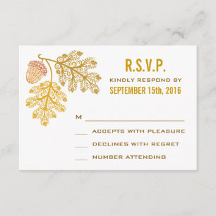 Autumn Acorns and Oak Leaves Wedding RSVP Card
