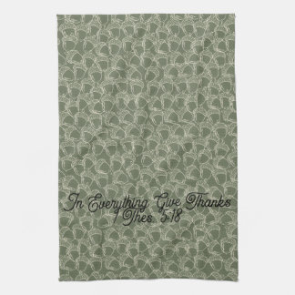 Autumn Acorns in Olive Tea Towel