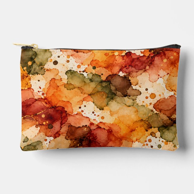 Autumn Alcohol Ink Abstract Pattern Accessory Pouch (Front)