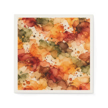 Autumn Alcohol Ink Abstract Pattern in Orange, Rus