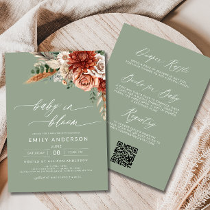 Autumn All in One Wildflower Baby in Bloom Shower Invitation