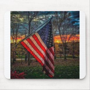 Autumn American Flag  #USAPatriotGraphics  © Mouse Pad