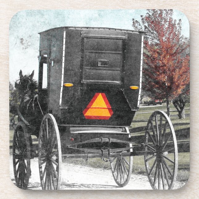 Autumn Amish Buggy Coaster (Front)