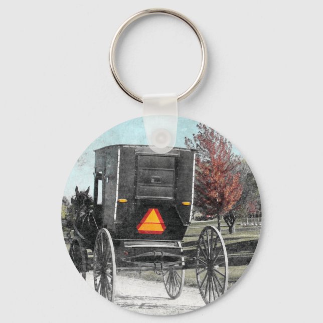 Autumn Amish Buggy Key Ring (Front)