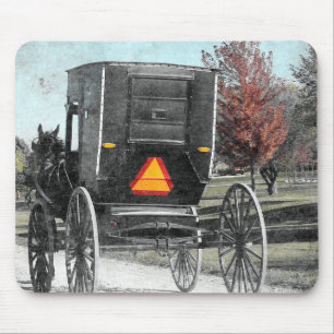 Autumn Amish Buggy Mouse Pad