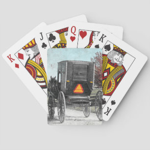 Autumn Amish Buggy Playing Cards