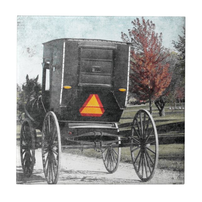Autumn Amish Buggy Tile (Front)