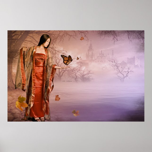 Autumn and Monarch Butterflies Poster (Front)
