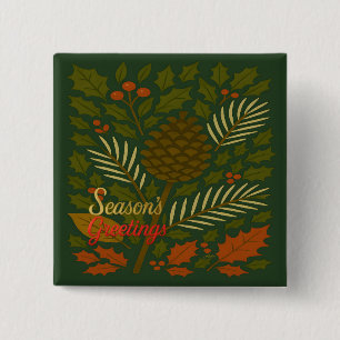 Autumn and Winter Holidays Season's Greetings 15 Cm Square Badge