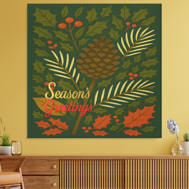 Autumn and Winter Holidays Season's Greetings Canvas Print (Insitu(LivingRoom))