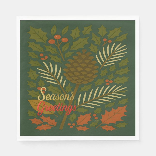 Autumn and Winter Holidays Season's Greetings Napkin (Front)