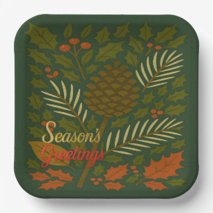 Autumn and Winter Holidays Season's Greetings Paper Plate