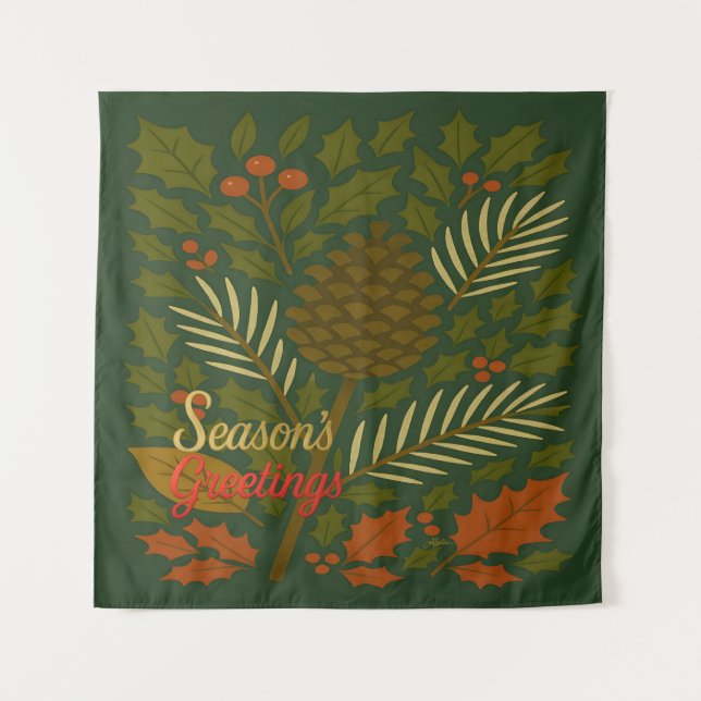 Autumn and Winter Holidays Season's Greetings Tapestry (Front)