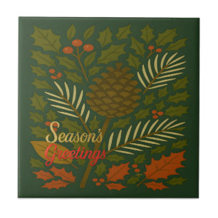 Autumn and Winter Holidays Season's Greetings Tile