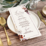 Autumn Anemone Hand Drawn Border Wedding Menu<br><div class="desc">Autumn anemone floral designs at top right and bottom left of burgundy hand drawn border.</div>