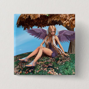 Autumn Angel Woodland Fantasy Art 15 Cm Square Badge