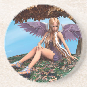 Autumn Angel Woodland Fantasy Art Coaster