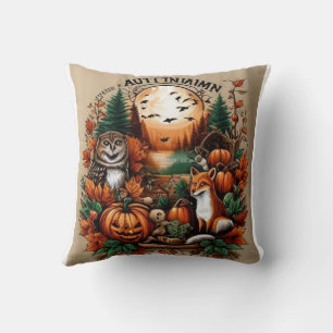 Autumn Animals and Pumpkins Cushion
