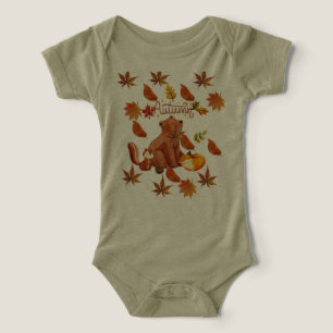 Autumn animals baby bodysuit