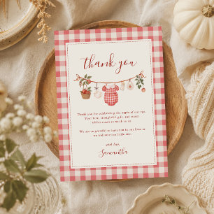 Autumn Apple Baby Clothesline Baby Shower Thank You Card