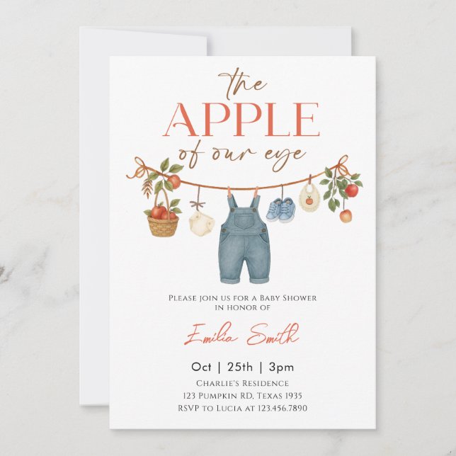Autumn Apple Clothesline Baby shower Invitation (Front)